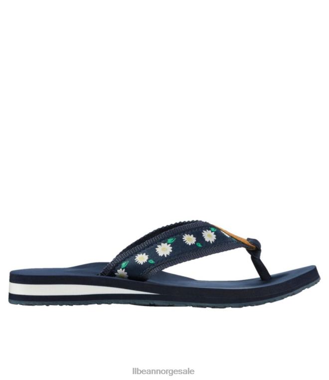 kvinner originale maine isle flip-flops 24VDH5151 L.L.Bean fottøy klassiske marine/ tusenfryd