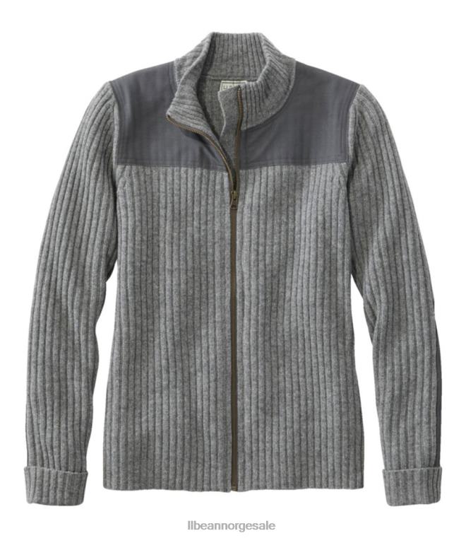 kvinner commando genser med full glidelås 24VDH3401 L.L.Bean utendørs utstyr grå lyng
