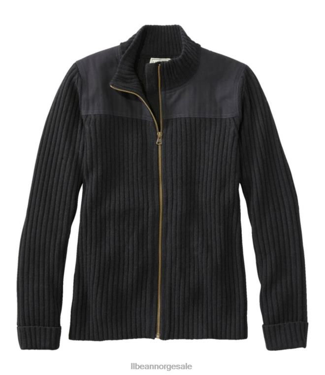 kvinner commando genser med full glidelås 24VDH5946 L.L.Bean utendørs utstyr svart