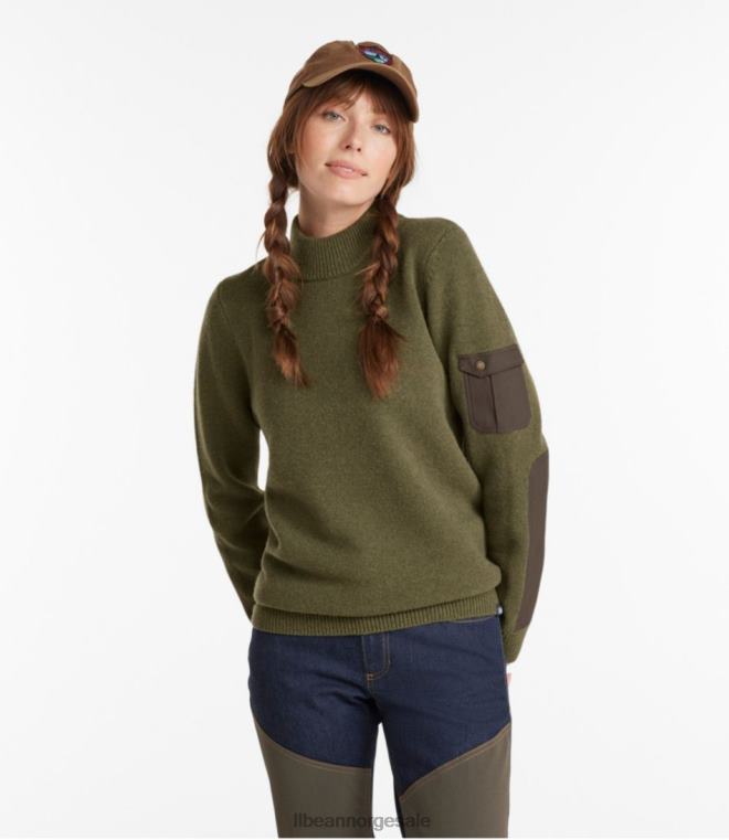 kvinner maine guide mock crew genser 24VDH187 L.L.Bean utendørs utstyr tare grønn