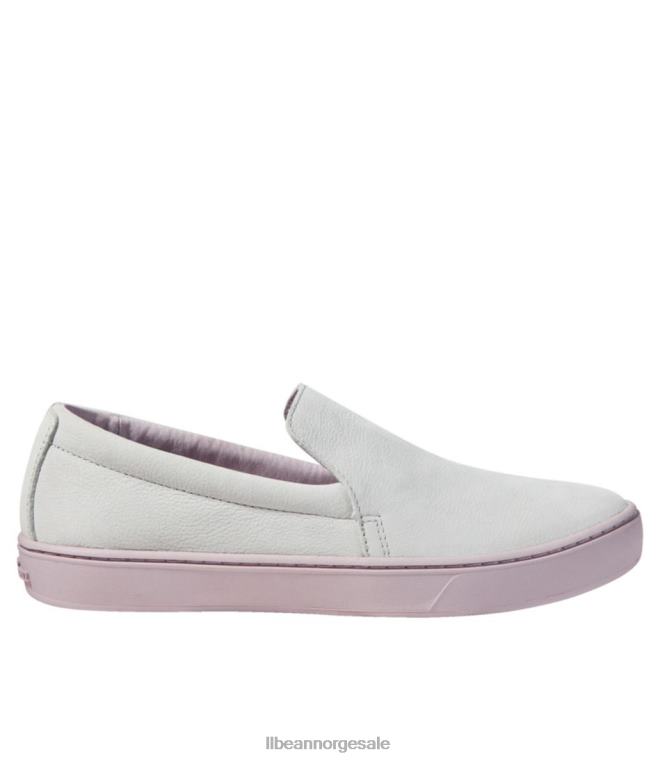 kvinner eco bay leather slip-ons 24VDH1010 L.L.Bean fottøy grå tåke/fiolett is