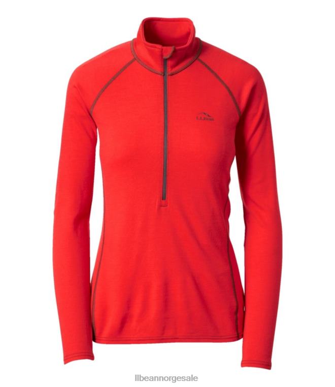 kvinner cresta midweight 250 t-glidelås topp 24VDH6013 L.L.Bean klær livlig rødt