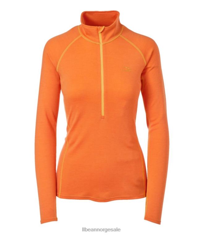 kvinner cresta midweight 250 t-glidelås topp 24VDH6650 L.L.Bean klær papaya