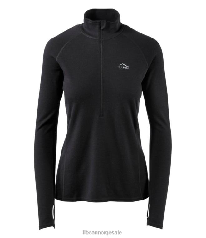 kvinner cresta midweight 250 t-glidelås topp 24VDH758 L.L.Bean klær Mørk sort