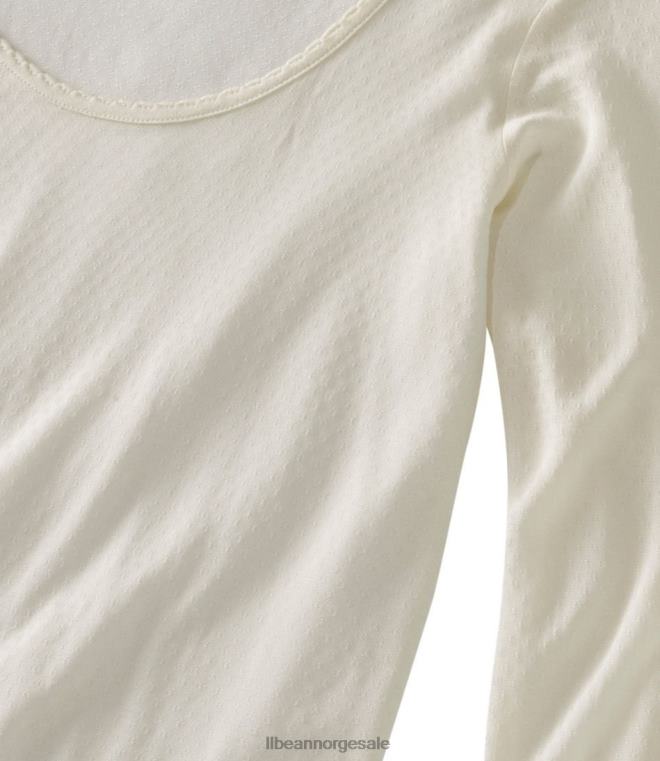 kvinner silke pointelle 24VDH4937 L.L.Bean klær krem