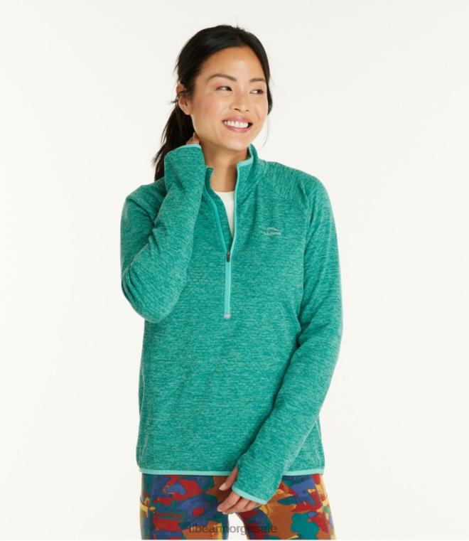 kvinner adventure grid fleece genser med kvart glidelås 24VDH3641 L.L.Bean klær varm blågrønn lyng