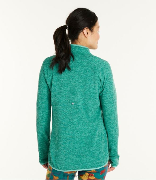 kvinner adventure grid fleece genser med kvart glidelås 24VDH3641 L.L.Bean klær varm blågrønn lyng