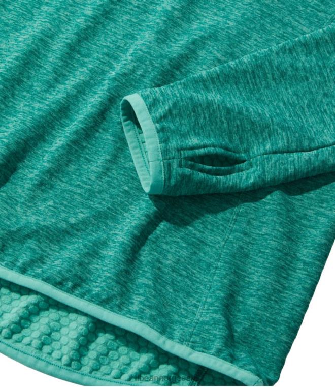 kvinner adventure grid fleece genser med kvart glidelås 24VDH3641 L.L.Bean klær varm blågrønn lyng