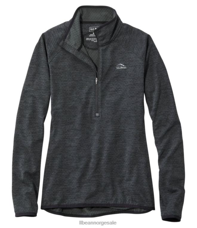 kvinner adventure grid fleece genser med kvart glidelås 24VDH5108 L.L.Bean klær svart lyng