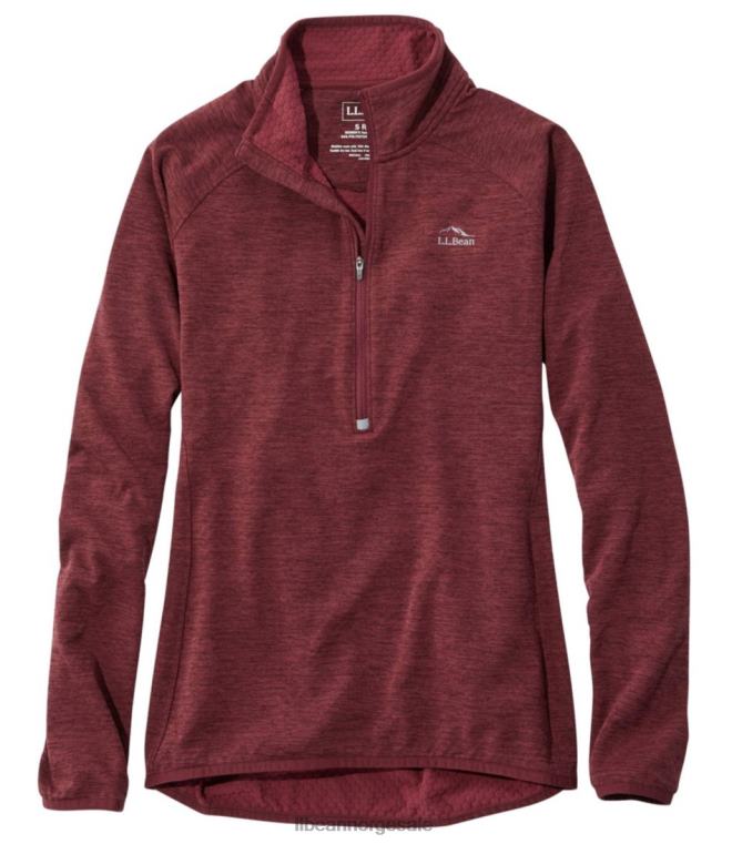 kvinner adventure grid fleece genser med kvart glidelås 24VDH6684 L.L.Bean klær burgunderlyng