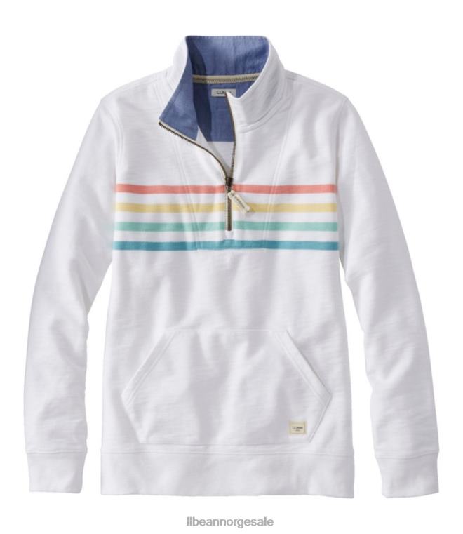 kvinner genser i økologisk bomull 24VDH378 L.L.Bean klær hvit plassert stripe
