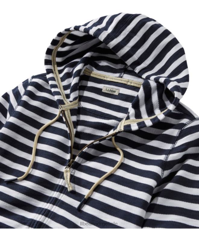 kvinner hettegenser i økologisk bomull 24VDH432 L.L.Bean klær klassisk marine stripe