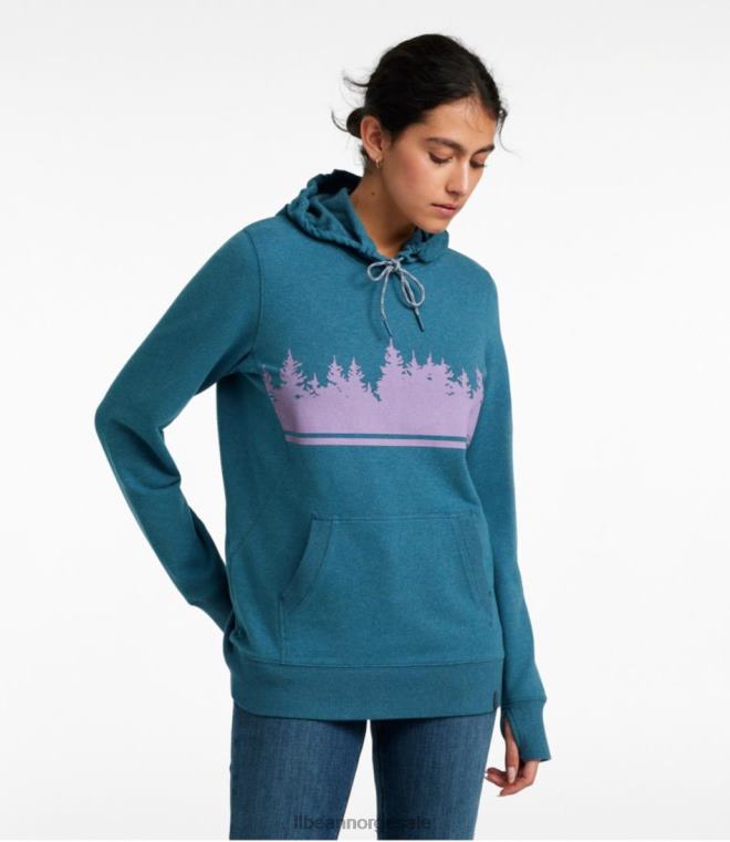 kvinner koselig camp hettegenser 24VDH6991 L.L.Bean klær deep port lyng fargelinjer