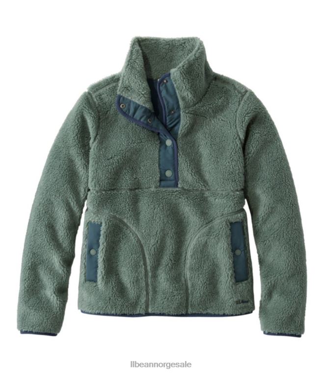 kvinner sherpa fleece genser 24VDH7207 L.L.Bean klær sjøgrønn