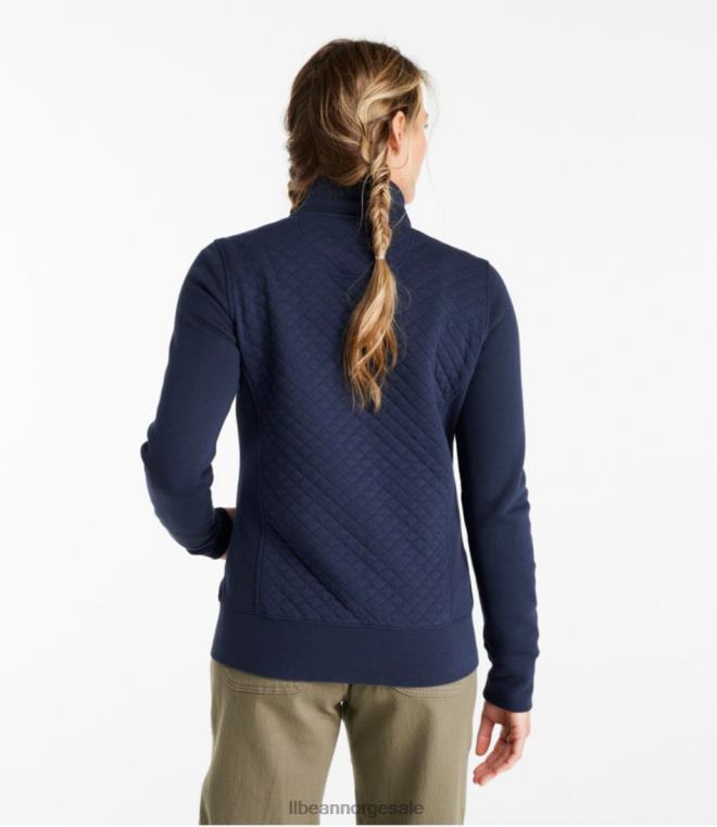 kvinner vattert genser med full glidelås 24VDH6406 L.L.Bean klær klassisk marine