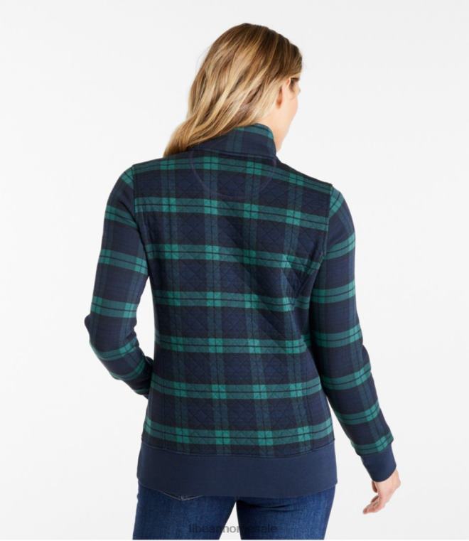 kvinner vattert genser med kvart glidelås 24VDH159 L.L.Bean klær blackwatch pledd
