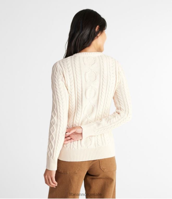 kvinner Heritage myk bomullsfiskergenser 24VDH5937 L.L.Bean klær krem