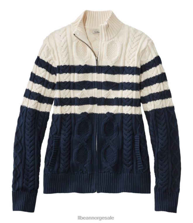 kvinner Heritage myk bomullsfiskergenser 24VDH762 L.L.Bean klær klassisk marine stripe
