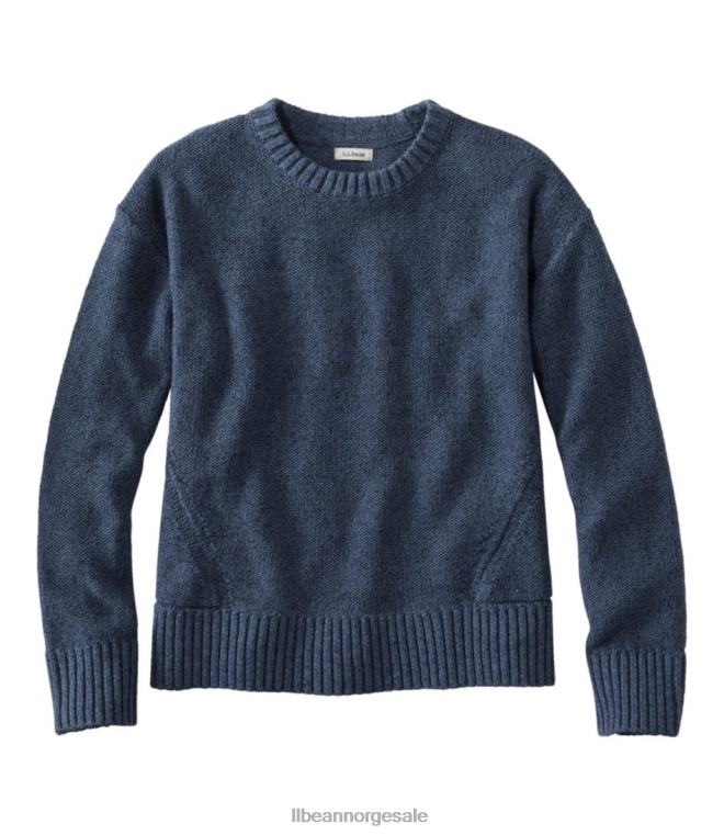 kvinner genser i lin/bomull 24VDH335 L.L.Bean klær klassisk marine