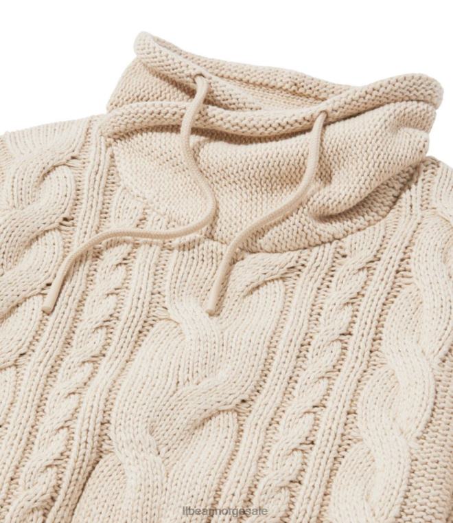 kvinner genser med blandet kabel 24VDH5928 L.L.Bean x Double L klær klassisk marine