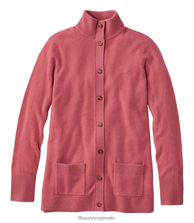 kvinner klassisk cardigan i kashmir med knapp foran 24VDH4678 L.L.Bean klær vintage rose