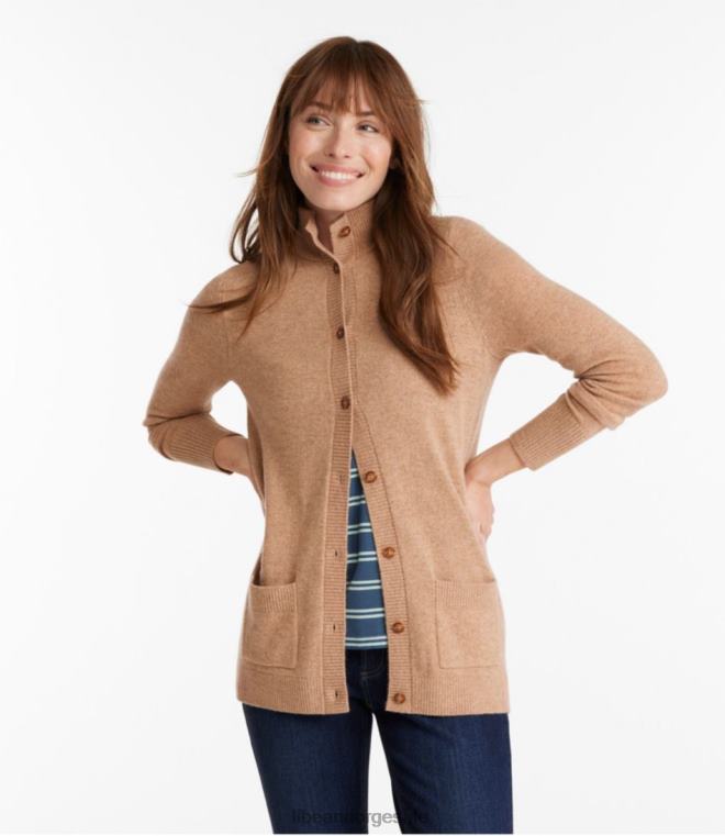 kvinner klassisk cardigan i kashmir med knapp foran 24VDH6464 L.L.Bean klær indigo lyng