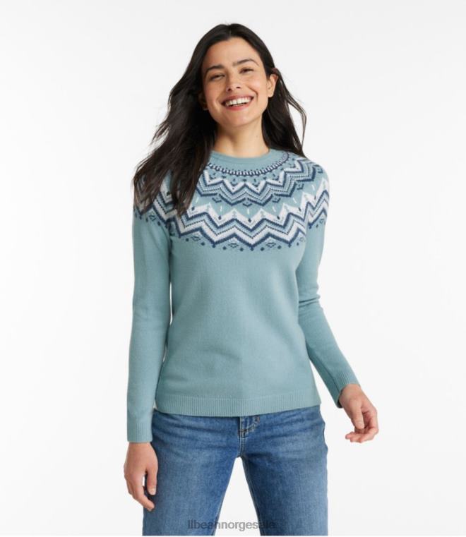 kvinner klassisk kashmirgenser 24VDH761 L.L.Bean klær havremel fair isle