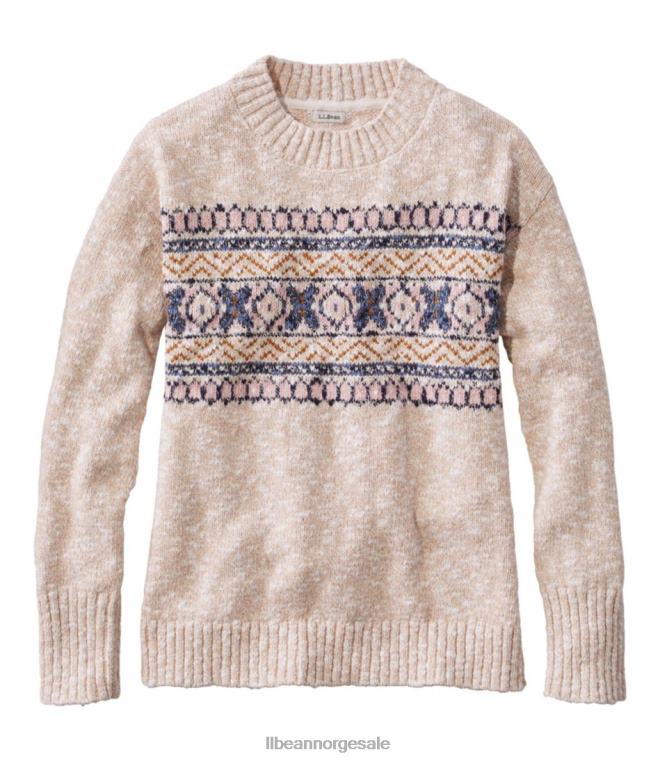 kvinner ragg genser i bomull 24VDH112 L.L.Bean klær bay tan fair isle