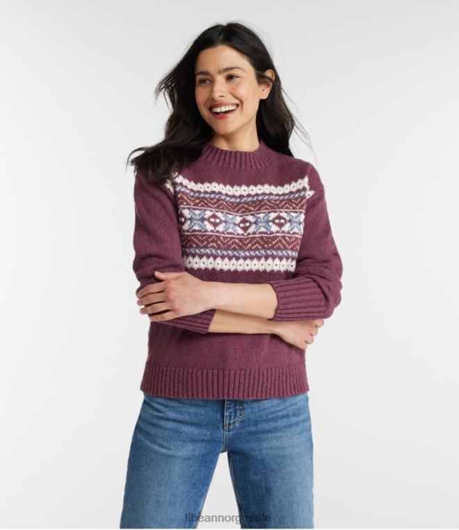 kvinner ragg genser i bomull 24VDH112 L.L.Bean klær bay tan fair isle