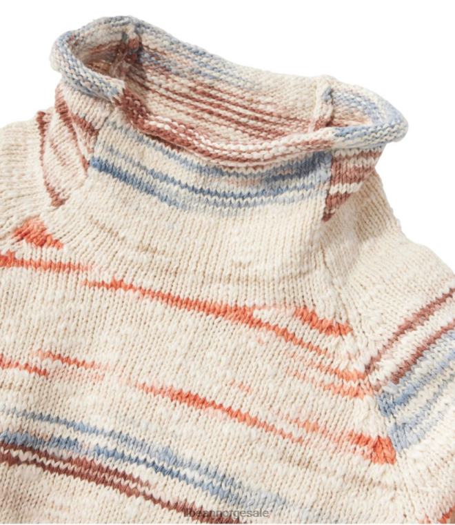kvinner ragg genser i bomull 24VDH3535 L.L.Bean klær surf blue space dye
