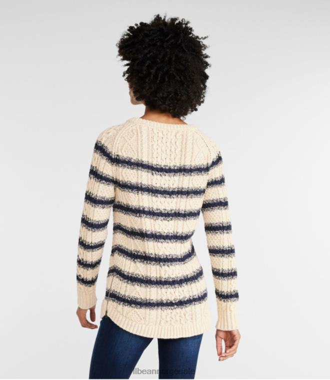 kvinner signatur bomull fisherman tunika genser 24VDH612 L.L.Bean klær seilduk stripe