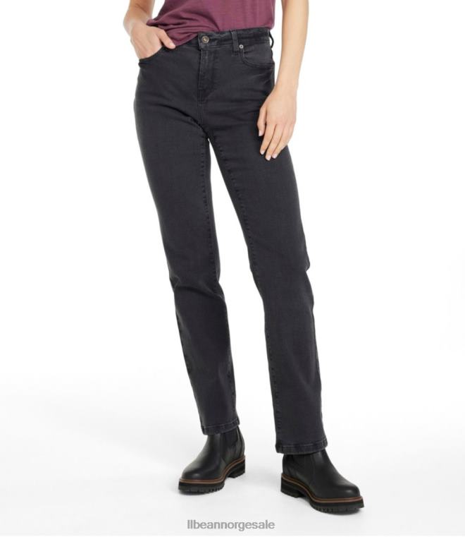 kvinner jeans i ekte form 24VDH5695 L.L.Bean klær bleknet svart