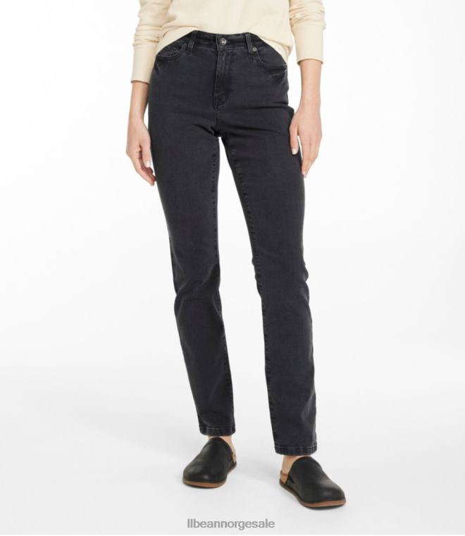 kvinner jeans i ekte form 24VDH5831 L.L.Bean klær bleknet svart