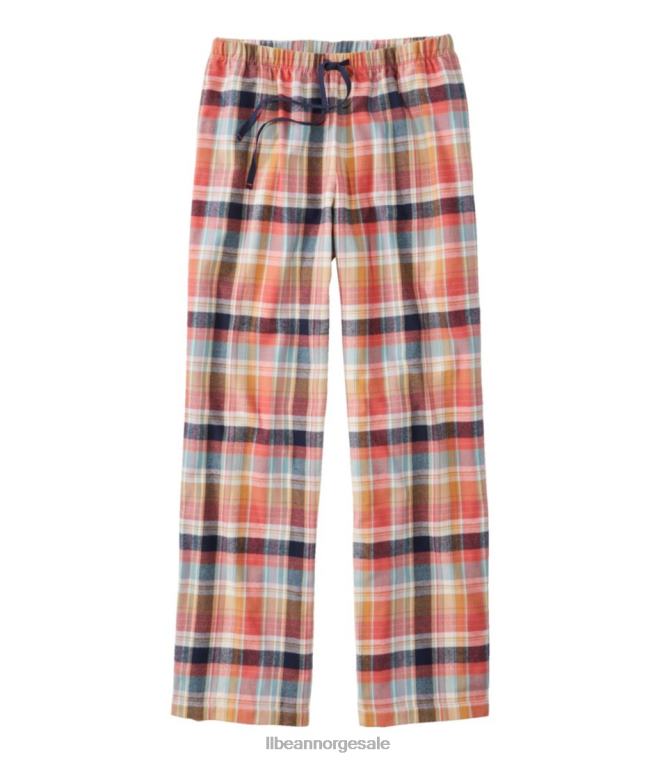 kvinner flanell sovebukser 24VDH3233 L.L.Bean klær dyp korallpledd