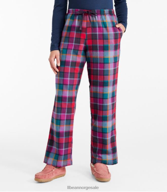 kvinner flanell sovebukser 24VDH4827 L.L.Bean klær vasket orkide/rå indigo bøffel