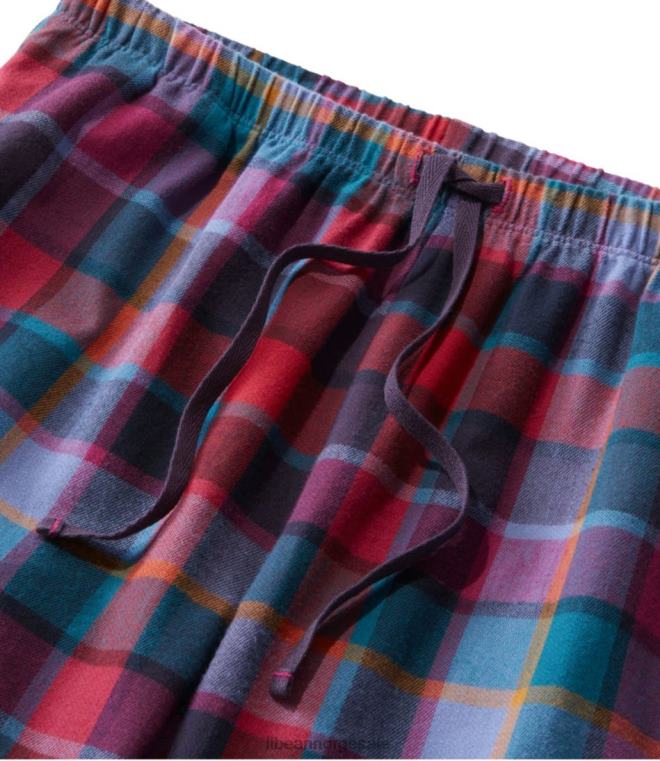 kvinner flanell sovebukser 24VDH4827 L.L.Bean klær vasket orkide/rå indigo bøffel
