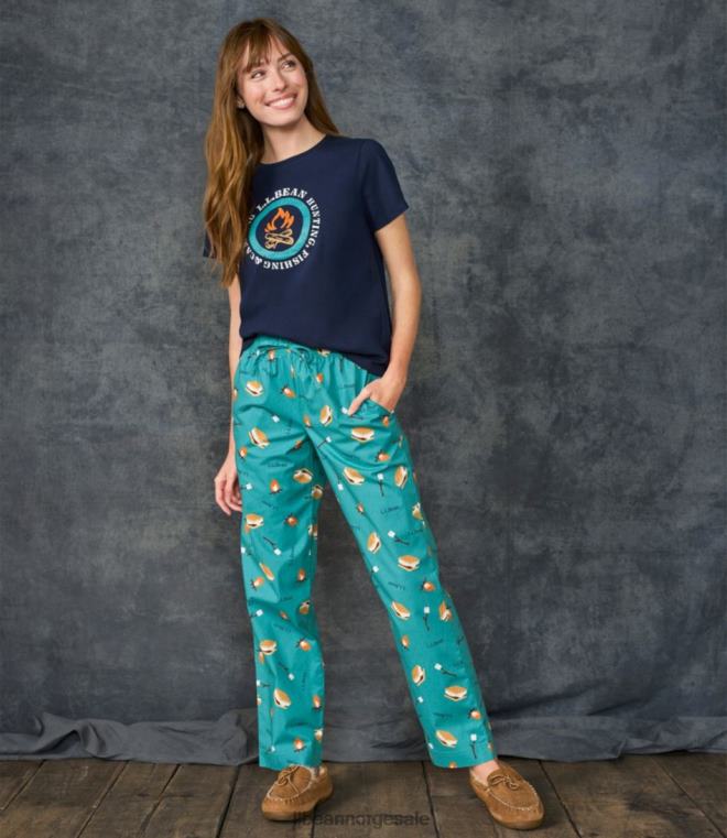 kvinner komfort stretch sleep pj sett 24VDH5813 L.L.Bean klær klassisk marineblå bøffelhund