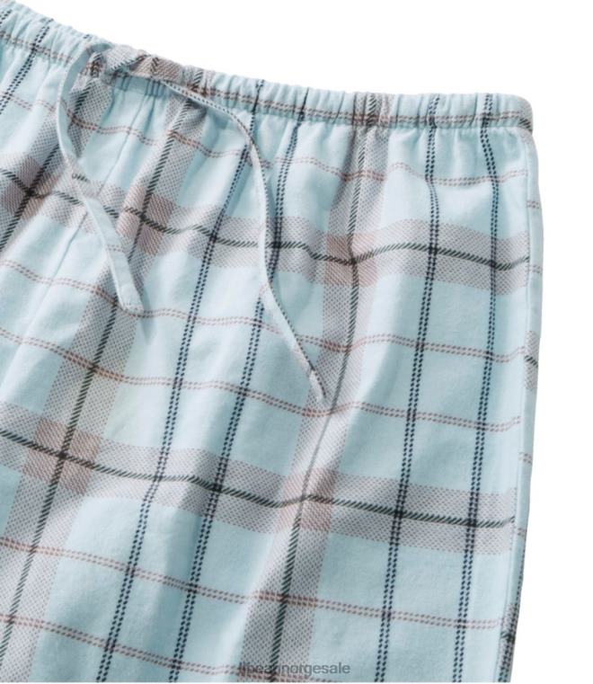 kvinner koselig pj sett 24VDH3004 L.L.Bean klær lyse marine/sjøfuru pledd