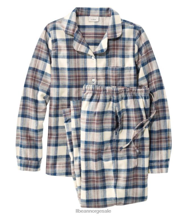 kvinner skotsk rutete flanell pyjamas 24VDH415 L.L.Bean klær indigo tartan