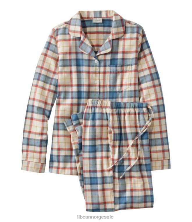 kvinner skotsk rutete flanell pyjamas 24VDH4872 L.L.Bean klær freeport krem