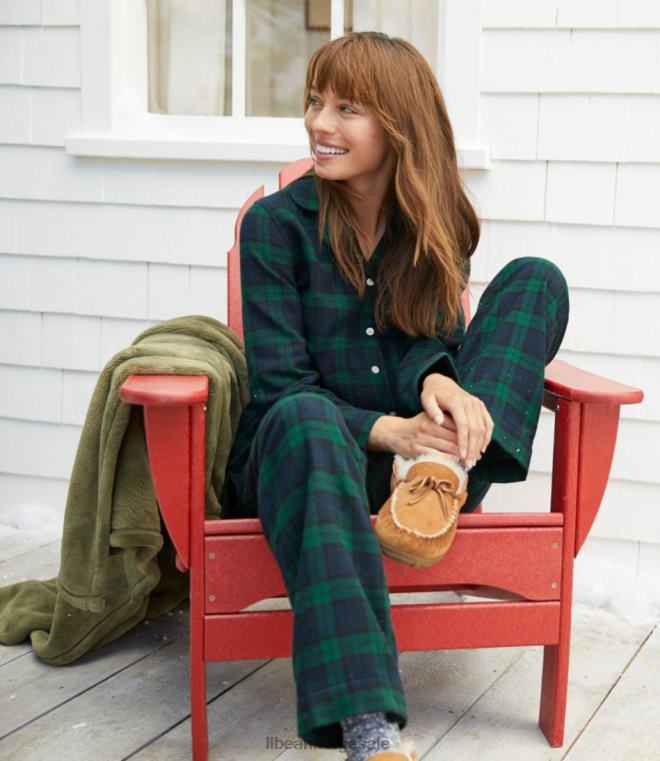 kvinner skotsk rutete flanell pyjamas 24VDH4872 L.L.Bean klær freeport krem