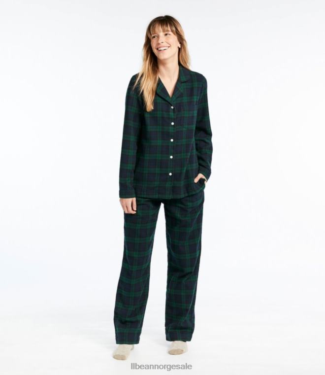 kvinner skotsk rutete flanell pyjamas 24VDH6992 L.L.Bean klær kjole gordon