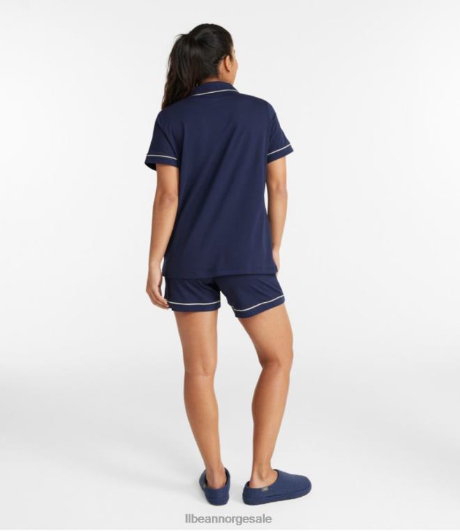 kvinner supermyk krympefri pyjamas 24VDH3269 L.L.Bean klær lys marine