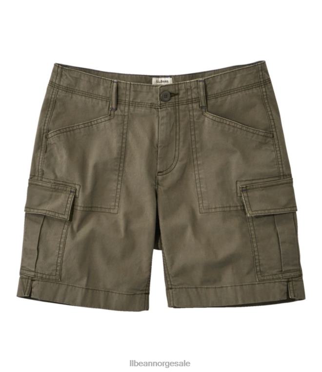 kvinner cargo-shorts i stretch lerret 24VDH6475 L.L.Bean klær støvete oliven