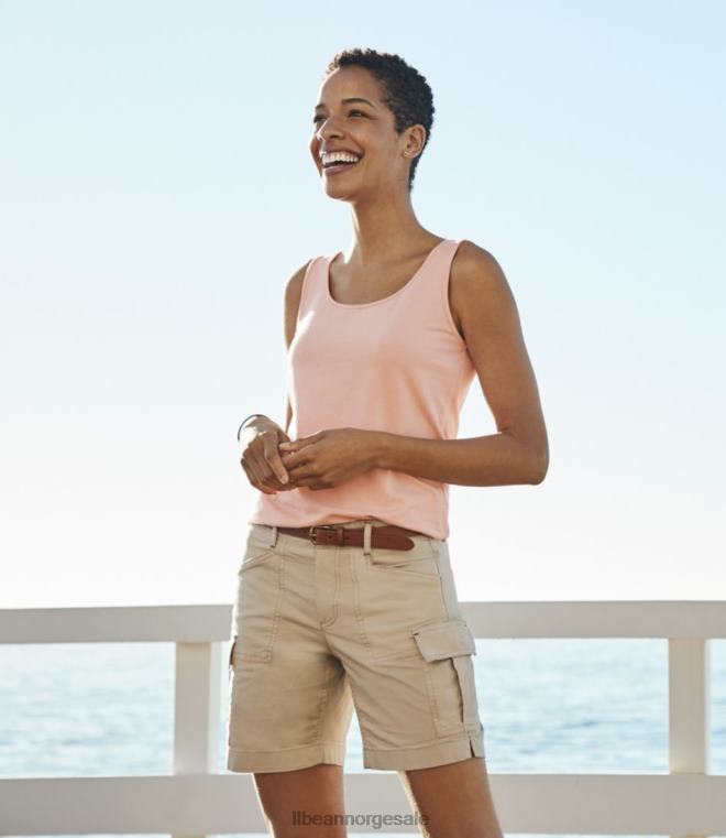 kvinner cargo-shorts i stretch lerret 24VDH6475 L.L.Bean klær støvete oliven