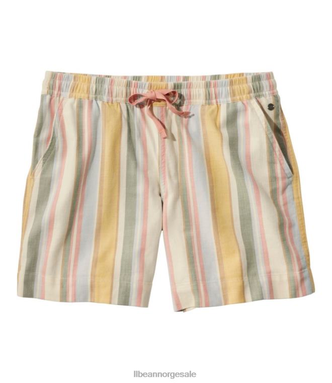 kvinner lakewashed dock shorts 24VDH3265 L.L.Bean klær krem multi