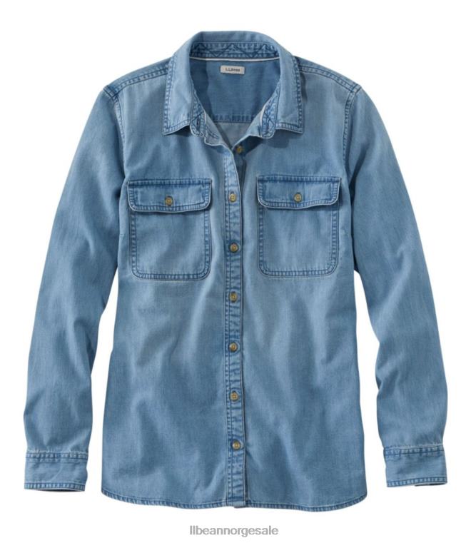 kvinner Heritage vasket denimskjorte 24VDH2957 L.L.Bean klær lett indigo