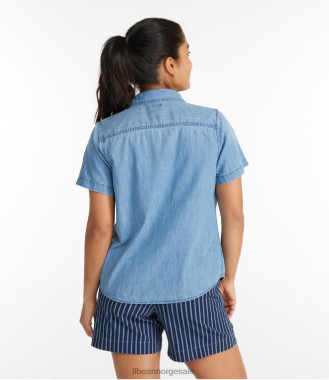 kvinner Heritage vasket lett denimskjorte 24VDH3490 L.L.Bean klær middels indigo