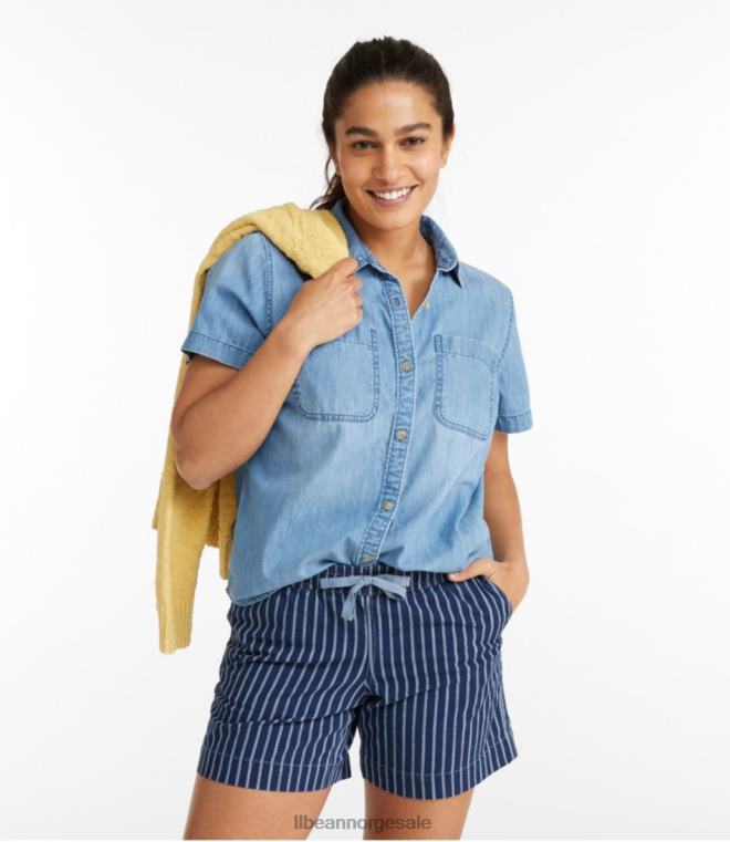 kvinner Heritage vasket lett denimskjorte 24VDH679 L.L.Bean klær lett indigo