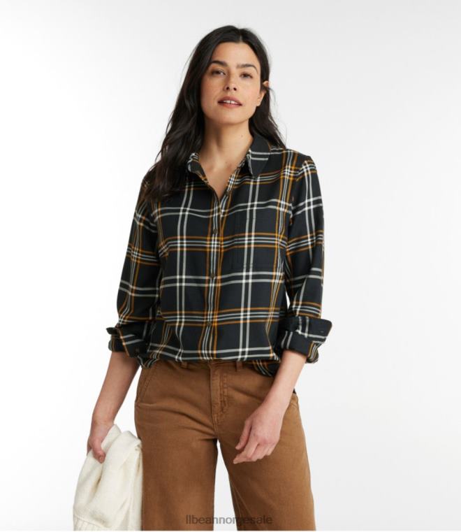 kvinner fjærmyk twillskjorte 24VDH6555 L.L.Bean klær mørk furu